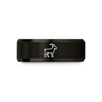 engraved ring for him – black tungsten goat wedding band