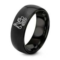 Engagement Ring for Man – black tungsten hydraulic mining shovel ring