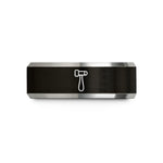 comfort fit rings men – black & gray tungsten reflex hammer wedding band