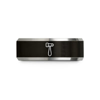 comfort fit rings men – black & gray tungsten reflex hammer wedding band