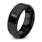 men's band with detail – black tungsten thread snips ring