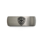 couples matching tungsten rings – blue & grey tungsten bulldog face shield wedding band