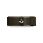 unisex tungsten wedding band – gunmetal & rose gold tungsten thyme sprig wedding band
