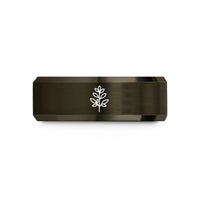 unisex tungsten wedding band – gunmetal & rose gold tungsten thyme sprig wedding band