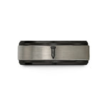 tungsten promise ring set – black & silver tungsten wooden stake wedding band