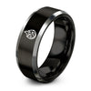 Classic Flame Job – Tungsten Wedding Band, 8 mm, Black, Gray Comfort-Fit Unisex