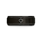 tungsten men's wedding band – black & rose gold tungsten maple leaf canada wedding band