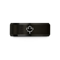 men's 8 mm ring – black tungsten maple leaf canada wedding band