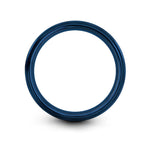 comfort fit tungsten ring – forest pines badge engraving on black & blue tungsten wedding band