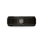 stylish couples tungsten band – black tungsten forest pines badge wedding band