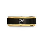tungsten rings for couples – black & gold tungsten horn player wedding band