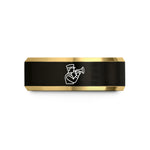 wedding bands for ladies – black & gold tungsten horn player wedding band