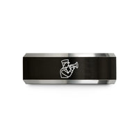 tungsten men wedding bands – black & gray tungsten horn player wedding band