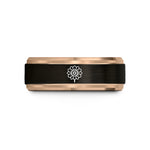 unique engagement rings – black & rose gold tungsten saguaro bloom wedding band
