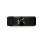 personalized engraved jewelry – black tungsten staple gun wedding band
