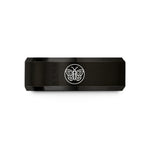inside engrave ring – black tungsten moth wing circle wedding band