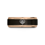 women's engagement band – black & rose gold tungsten trinity knots wedding band
