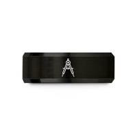 comfortable fit ring band – black tungsten drafting compass wedding band