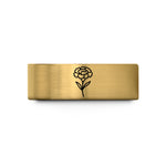 custom bands for women – gold tungsten january carnation wedding band
