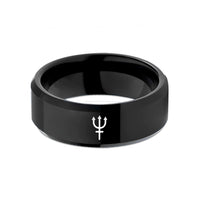 his and hers rings – black tungsten neptune glyph wedding band