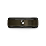 his and hers rings – gunmetal & black tungsten neptune glyph wedding band