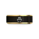 tungsten wedding bands – black & gold tungsten paw bathtub wedding band