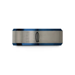wedding bands for partners – blue & gray tungsten surfboard longboard wedding band