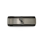 personalized engraved couple rings – black & grey tungsten torque wrench wedding band