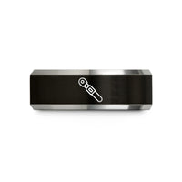 unique couples ring set – black & silver tungsten torque wrench wedding band