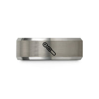 personalized engraved couple rings – black & gray tungsten torque wrench wedding band