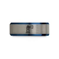 couples promise rings silver – black & blue & grey tungsten kilauea lighthouse wedding band
