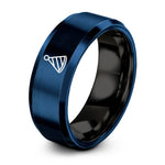 couples tungsten rings – black & blue tungsten party hat ring