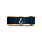 couples tungsten rings – gold & blue tungsten party hat wedding band