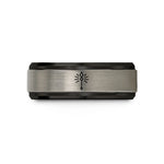 unisex promise ring set – black & grey tungsten spear of light wedding band