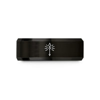 unisex promise ring set – black tungsten spear of light wedding band