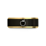 matching couples ring bands – black & gold tungsten teacher apple wedding band
