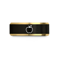 matching couples ring bands – black & gold tungsten teacher apple wedding band