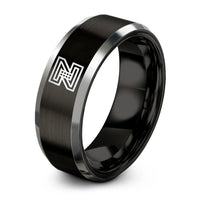 tungsten carbide couple rings – black & gray tungsten z order curve ring