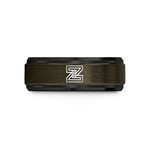 ladies wedding band simple – gunmetal & black tungsten z order curve wedding band