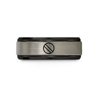 unique engagement ring designs – black & blue & gray tungsten dive flag wedding band