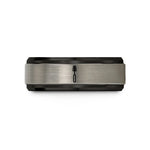 unique ring sets women – black & grey tungsten spoolie brush wedding band