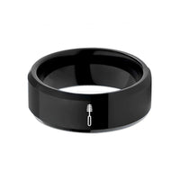 customizable engagement ring sets – black tungsten spoolie brush wedding band