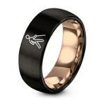 Engagement Ring Sets for Her – black & rose gold tungsten white cane user ring