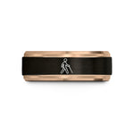 matching wedding bands set – black & rose gold tungsten white cane user wedding band