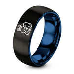 Engagement Ring Sets for Him And Her – black & blue tungsten bunny chick ring