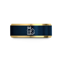 matching rings for couples – gold & blue tungsten bunny chick wedding band