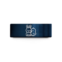 tungsten wedding bands couples – gold & blue tungsten bunny chick wedding band