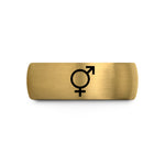 women stylish wedding rings – gold & gray tungsten genderqueer symbol wedding band