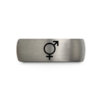 women stylish wedding rings – gray tungsten genderqueer symbol wedding band