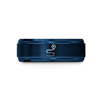 tungsten wedding bands – blue tungsten route dotted line wedding band